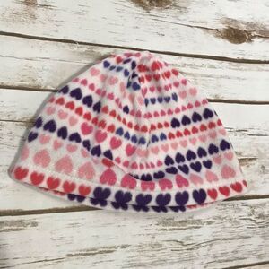 D Toddler Girl Fleece Hearts‎ Hat Cap Pink Purple White 2